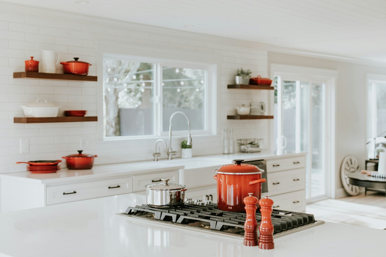 Bright coastal kitchen style with light counters and clean lines